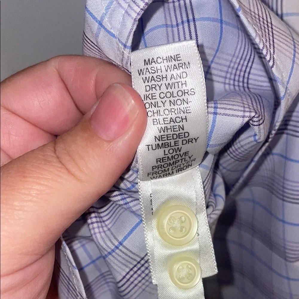 Men's Purple Plaid Shirt slim fit career shirt size small 100% cotton spring